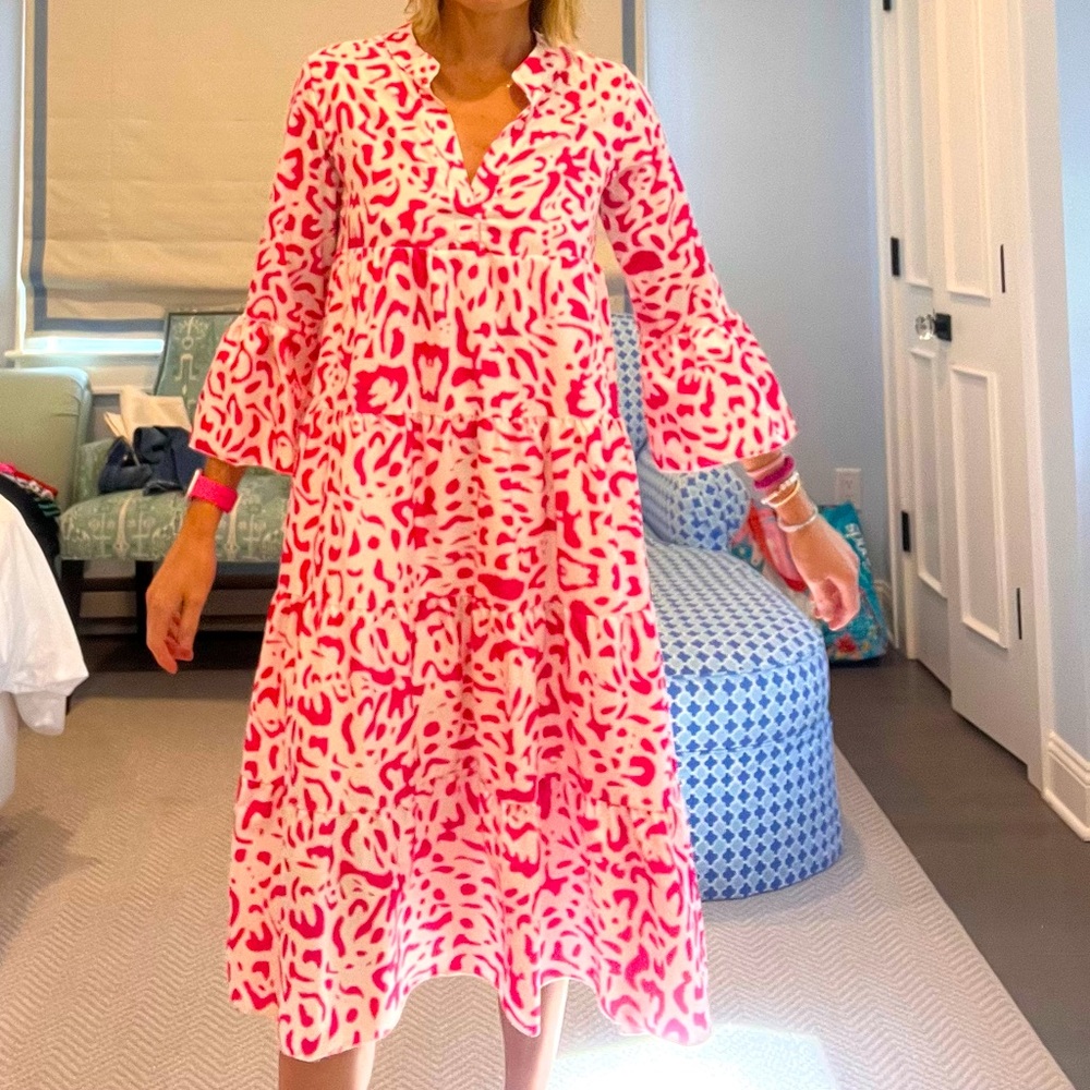 Sunday Up pink cheetah midi dress